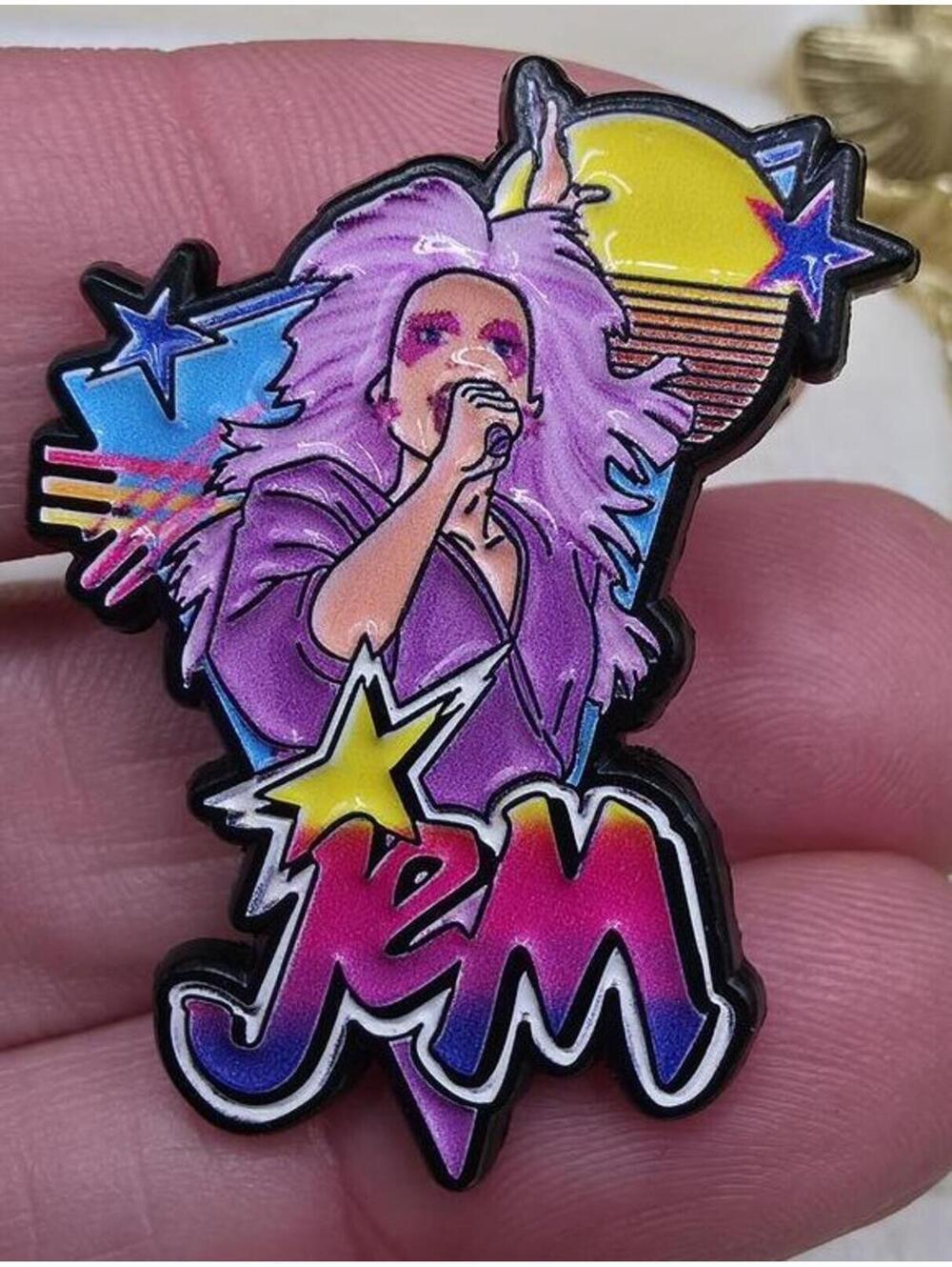 Jem and the Holograms Enamel Pin Brooch Retro 80s Pop Music Collectible - Picture 2 of 5